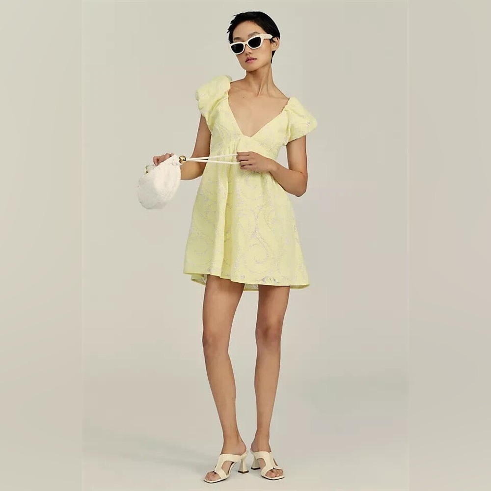 NWT Yellow Puff Sleeve Anthropologie Dress - Picture 2 of 10